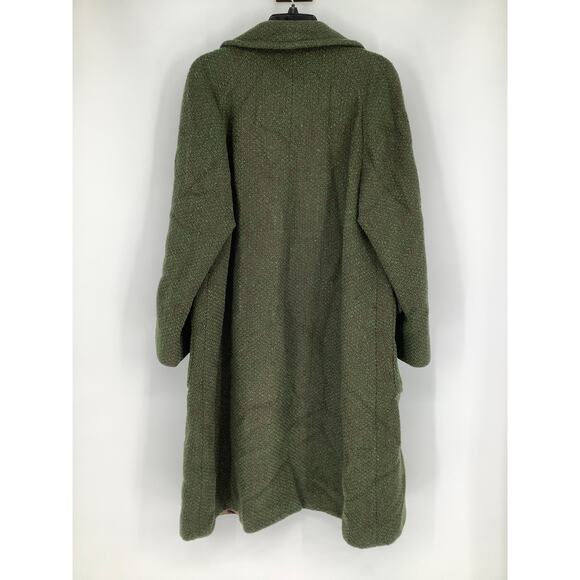 Aquascutum Men's 14 Green Tweed Wool Long Coat Vintage 50s Retro Classic HR3-40 - Picture 6 of 11